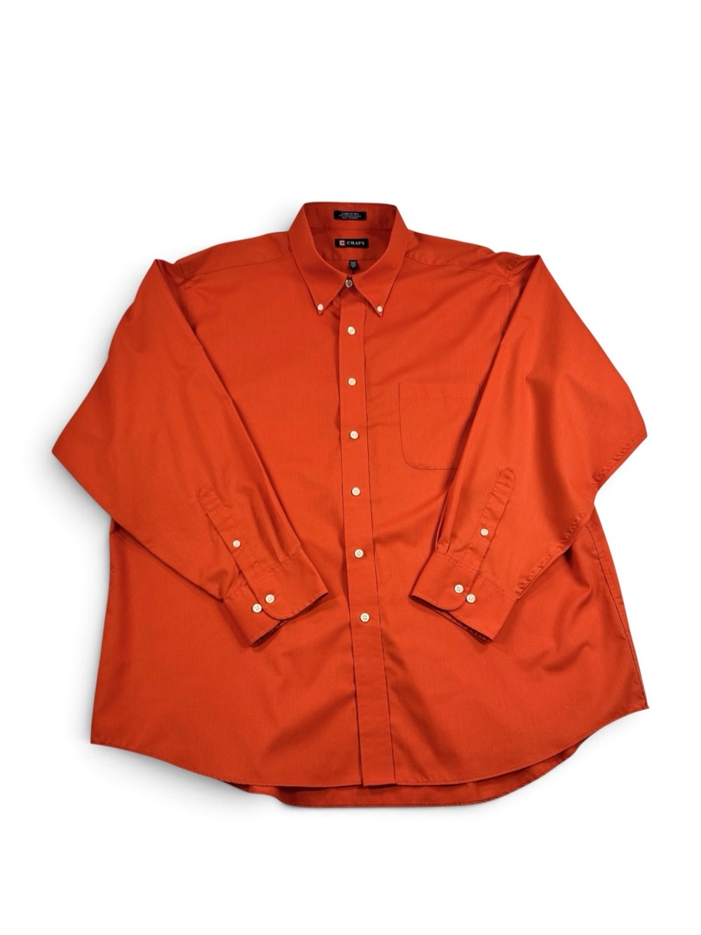 Chaps Men's Big & Tall Long-Sleeve Button-Down Shirt – Vibrant Solid Orange XXL
